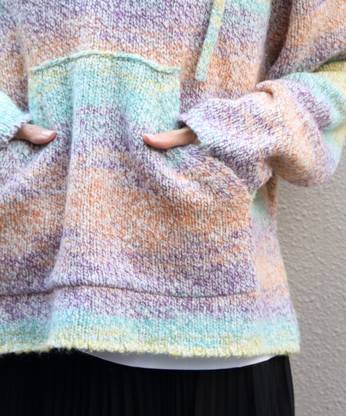 MEYAME(メヤメ)の「MEYAME/メヤメ ウールメキシカンニットパーカ WOOL MEXICAN KNIT PARKA MEY-2526(ニット/セーター・レディース・イエロー/ピンク・FREE)」の5枚目の写真