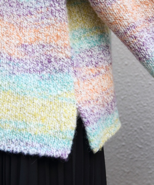 MEYAME(メヤメ)の「MEYAME/メヤメ ウールメキシカンニットパーカ WOOL MEXICAN KNIT PARKA MEY-2526(ニット/セーター・レディース・イエロー/ピンク・FREE)」の6枚目の写真