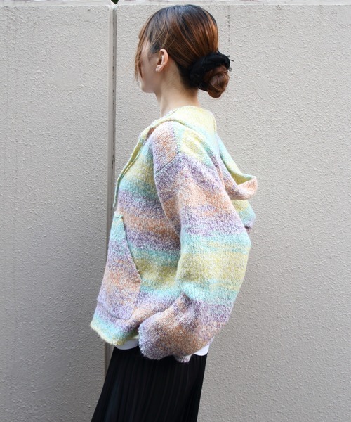 MEYAME(メヤメ)の「MEYAME/メヤメ ウールメキシカンニットパーカ WOOL MEXICAN KNIT PARKA MEY-2526(ニット/セーター・レディース・イエロー/ピンク・FREE)」の7枚目の写真
