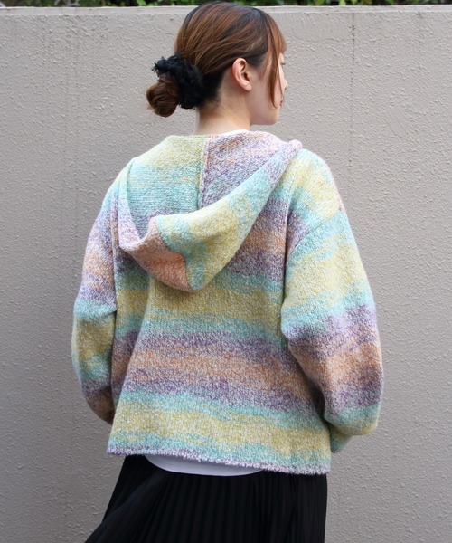 MEYAME(メヤメ)の「MEYAME/メヤメ ウールメキシカンニットパーカ WOOL MEXICAN KNIT PARKA MEY-2526(ニット/セーター・レディース・イエロー/ピンク・FREE)」の8枚目の写真