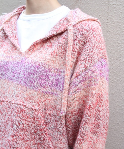 MEYAME(メヤメ)の「MEYAME/メヤメ ウールメキシカンニットパーカ WOOL MEXICAN KNIT PARKA MEY-2526(ニット/セーター・レディース・イエロー/ピンク・FREE)」の14枚目の写真