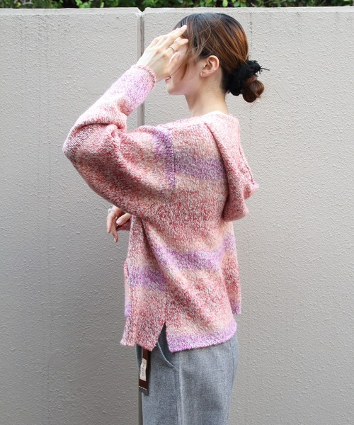 MEYAME(メヤメ)の「MEYAME/メヤメ ウールメキシカンニットパーカ WOOL MEXICAN KNIT PARKA MEY-2526(ニット/セーター・レディース・イエロー/ピンク・FREE)」の15枚目の写真