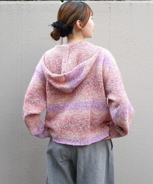 MEYAME(メヤメ)の「MEYAME/メヤメ ウールメキシカンニットパーカ WOOL MEXICAN KNIT PARKA MEY-2526(ニット/セーター・レディース・イエロー/ピンク・FREE)」の16枚目の写真