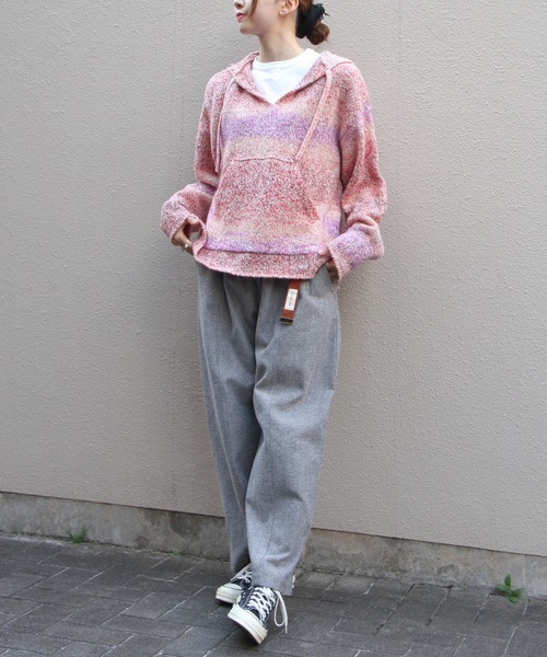 MEYAME(メヤメ)の「MEYAME/メヤメ ウールメキシカンニットパーカ WOOL MEXICAN KNIT PARKA MEY-2526(ニット/セーター・レディース・イエロー/ピンク・FREE)」の17枚目の写真
