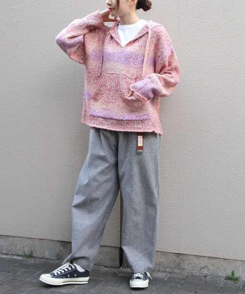 MEYAME(メヤメ)の「MEYAME/メヤメ ウールメキシカンニットパーカ WOOL MEXICAN KNIT PARKA MEY-2526(ニット/セーター・レディース・イエロー/ピンク・FREE)」の18枚目の写真