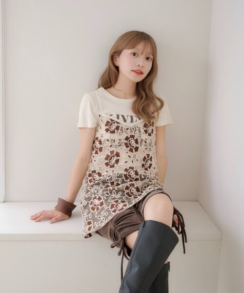 Kastane(カスタネ)の「【WEB先行】フラワーコードレースエプロン(シャツ/ブラウス・レディース・ホワイト/ブラウン/ブラック・FREE)」の6枚目の写真
