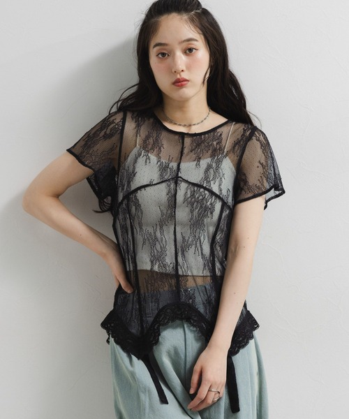 RAGEBLUE（レイジブルー）の「ガーターレースT（Tシャツ/カットソー・レディース・ホワイト/ブラック・FREE）」の10枚目の写真