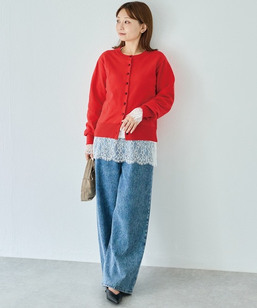 LAVEANGE(ラビアンジェ)の「レース切替プルオーバー|レイヤード/重ね着/大人フェミニン/体型カバー(Tシャツ/カットソー・レディース・オフホワイト/ブラック・M/LL/5L/4L/3L)」の16枚目の写真
