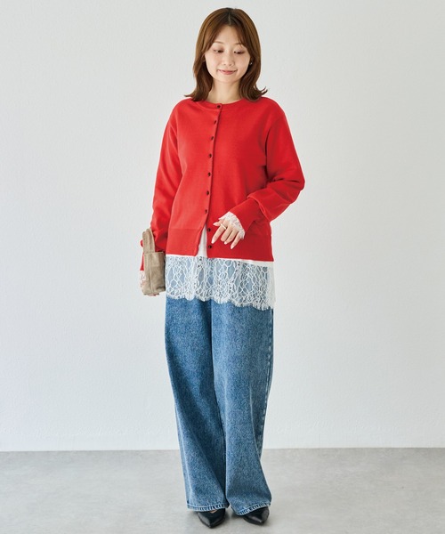LAVEANGE(ラビアンジェ)の「レース切替プルオーバー|レイヤード/重ね着/大人フェミニン/体型カバー(Tシャツ/カットソー・レディース・オフホワイト/ブラック・M/LL/5L/4L/3L)」の17枚目の写真