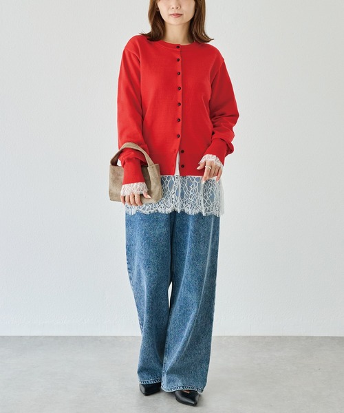 LAVEANGE(ラビアンジェ)の「レース切替プルオーバー|レイヤード/重ね着/大人フェミニン/体型カバー(Tシャツ/カットソー・レディース・オフホワイト/ブラック・M/LL/5L/4L/3L)」の18枚目の写真