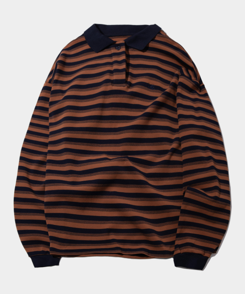 PLACESTUDIOMAN(プレイススタジオメンズ)の「マルチストライプラグビーピペットカラー ポロ長袖Tシャツ_3COLOR(ポロシャツ・メンズ・オレンジ/グレー/グリーン・FREE)」の7枚目の写真