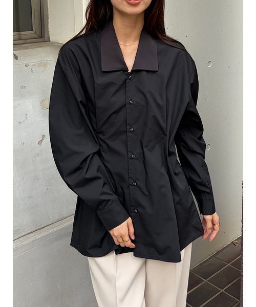 Henon.(ヘノン)の「スクエアカラーシャツ(シャツ/ブラウス・レディース・ホワイト/ブラック・F)」の3枚目の写真