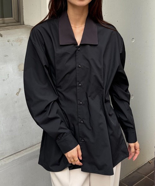 Henon.(ヘノン)の「スクエアカラーシャツ(シャツ/ブラウス・レディース・ホワイト/ブラック・F)」の1枚目の写真