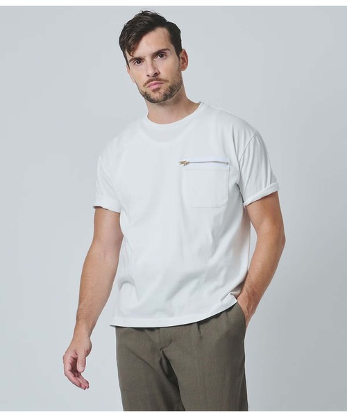 junhashimoto（ジュンハシモト）の「ZIP POCKET TEE（Tシャツ/カットソー・メンズ・グリーン・3）」の2枚目の写真