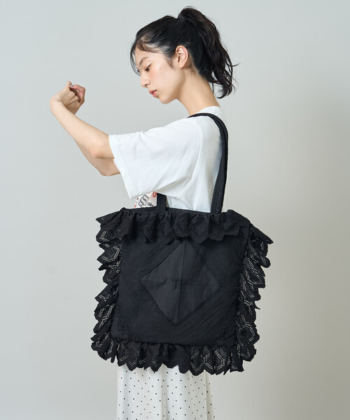 THEATRE PRODUCTS（シアタープロダクツ）の「THEATRE PRODUCTS/シアタープロダクツ コットンレース トートバッグ（トートバッグ・レディース・ブラック/ホワイト・ONE SIZE）」の12枚目の写真