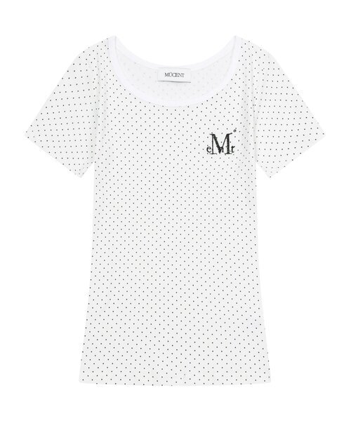MUCENT(ムセント)の「ポイトドットミディスリムフィット半袖Tシャツ(2カラー)(Tシャツ/カットソー・レディース・ホワイト/ブラック・FREE)」の1枚目の写真
