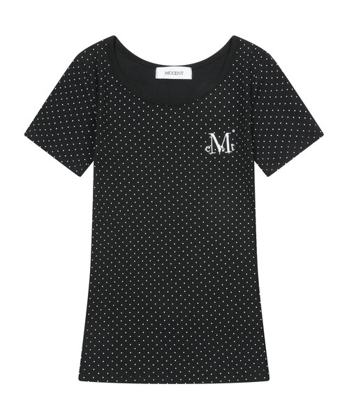 MUCENT(ムセント)の「ポイトドットミディスリムフィット半袖Tシャツ(2カラー)(Tシャツ/カットソー・レディース・ホワイト/ブラック・FREE)」の2枚目の写真