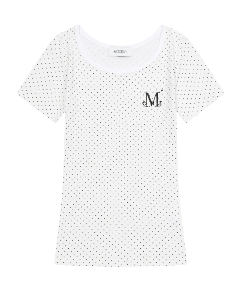 MUCENT(ムセント)の「ポイトドットミディスリムフィット半袖Tシャツ(2カラー)(Tシャツ/カットソー・レディース・ホワイト/ブラック・FREE)」の6枚目の写真