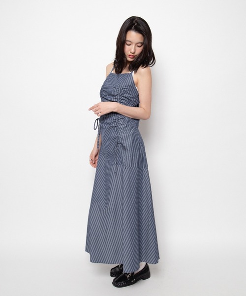 PUNYUS(プニュズ)の「【NEW SIZE】ストライプシャーリングキャミワンピース(ワンピース・レディース・グレー/ホワイト・4/3/2/5/1)」の5枚目の写真
