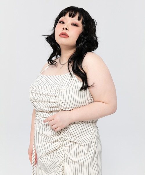 PUNYUS(プニュズ)の「【NEW SIZE】ストライプシャーリングキャミワンピース(ワンピース・レディース・グレー/ホワイト・4/3/2/5/1)」の13枚目の写真