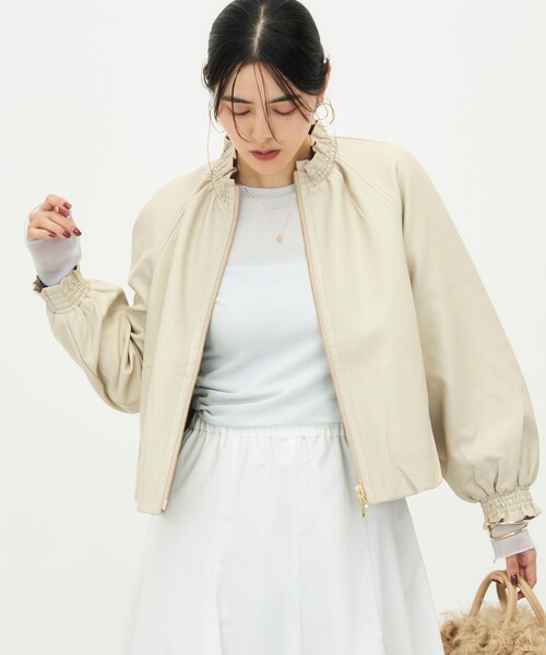 NOLLEY’S(ノーリーズ)の「【MARILYN MOON/マリリーンムーン】soft eco-leather blouson別注(ブルゾン・レディース・ブラック/キナリ・FREE)」の7枚目の写真