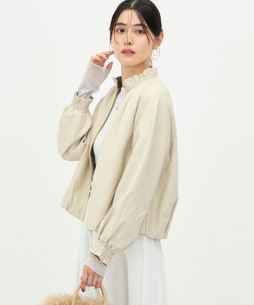 NOLLEY’S(ノーリーズ)の「【MARILYN MOON/マリリーンムーン】soft eco-leather blouson別注(ブルゾン・レディース・ブラック/キナリ・FREE)」の8枚目の写真