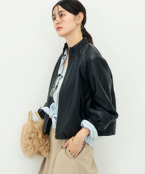 NOLLEY’S(ノーリーズ)の「【MARILYN MOON/マリリーンムーン】soft eco-leather blouson別注(ブルゾン・レディース・ブラック/キナリ・FREE)」の20枚目の写真