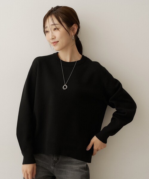UNTITLED(アンタイトル)の「【きれいめカジュアル】スウェットライクニットプルオーバー(ニット/セーター・レディース・チャコールグレー/アイボリー/ブラック・04/02/00/48/44)」の13枚目の写真