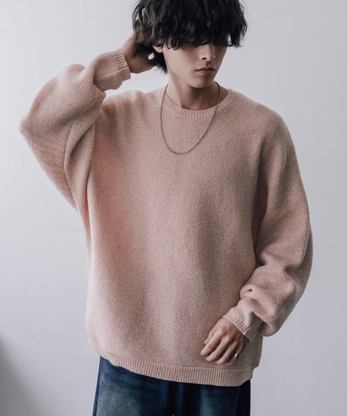 Rocky Monroe(ロッキーモンロー)の「新色追加 オーバーサイズミラノリブミックスニットドルマンセーター(ニット/セーター・メンズ・ブラウン/カーキ/ライトグレー/ブラック/ネイビー/ブルー/ブラック系/オフホワイト/ブラック系1/ピンク/ワイン・M/XL/L)」の10枚目の写真