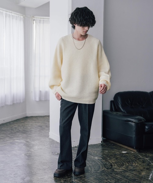 Rocky Monroe(ロッキーモンロー)の「新色追加 オーバーサイズミラノリブミックスニットドルマンセーター(ニット/セーター・メンズ・ブラウン/カーキ/ライトグレー/ブラック/ネイビー/ブルー/ブラック系/オフホワイト/ブラック系1/ピンク/ワイン・M/XL/L)」の16枚目の写真