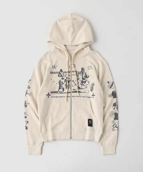 Wave of Sand(ウェーブオブサンド)の「Wave of Sand / ウェーブ オブ サンド × NICOLA JERSEY HOODIE(パーカー・メンズ・チャコールグレー/ホワイト系その他・MEDIUM/SMALL)」の1枚目の写真