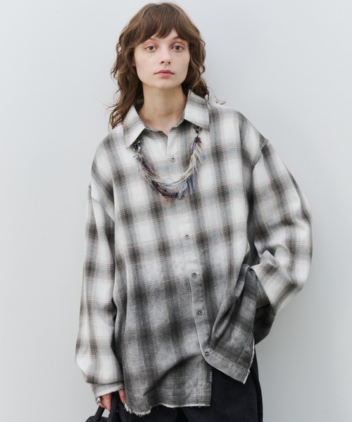 AIVER(アイバー)の「AIVER スプレー加工オンブレチェックシャツ(シャツ/ブラウス・メンズ・オフホワイト/ブラウン・SMALL/MEDIUM/LARGE)」の15枚目の写真