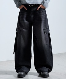 【SERACE】Vintage wide curved denim cargo pants / ヴィンテージワイドカーブデニムカーゴパンツ