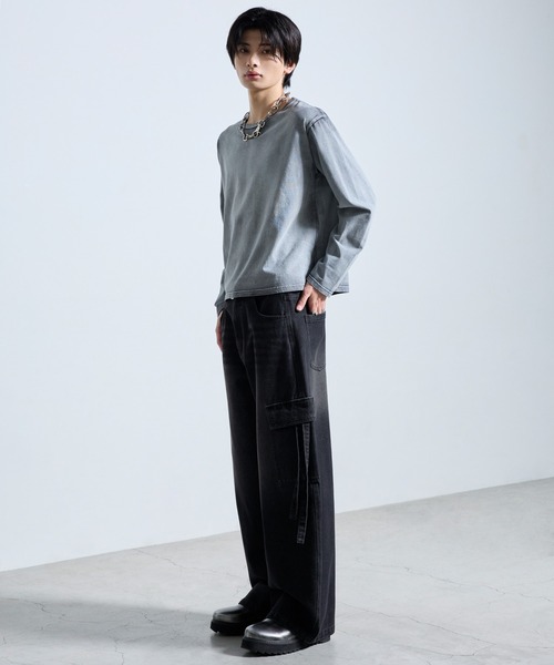 SERACE(セラス)の「【SERACE】Vintage wide curved denim cargo pants / ヴィンテージワイドカーブデニムカーゴパンツ(デニムパンツ・メンズ・ライトグレー/ブラック/インディゴブルー・M/L/S)」の7枚目の写真