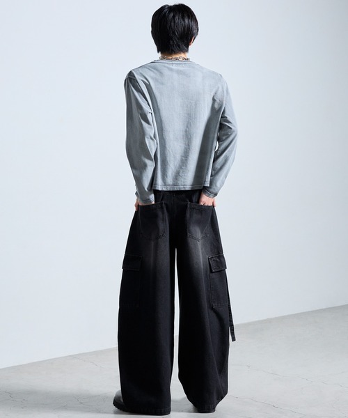 SERACE(セラス)の「【SERACE】Vintage wide curved denim cargo pants / ヴィンテージワイドカーブデニムカーゴパンツ(デニムパンツ・メンズ・ライトグレー/ブラック/インディゴブルー・M/L/S)」の8枚目の写真