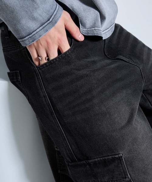 SERACE(セラス)の「【SERACE】Vintage wide curved denim cargo pants / ヴィンテージワイドカーブデニムカーゴパンツ(デニムパンツ・メンズ・ライトグレー/ブラック/インディゴブルー・M/L/S)」の9枚目の写真