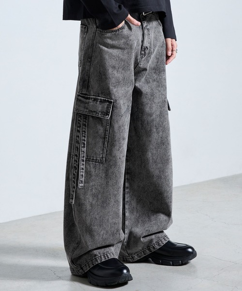 SERACE(セラス)の「【SERACE】Vintage wide curved denim cargo pants / ヴィンテージワイドカーブデニムカーゴパンツ(デニムパンツ・メンズ・ライトグレー/ブラック/インディゴブルー・M/L/S)」の15枚目の写真