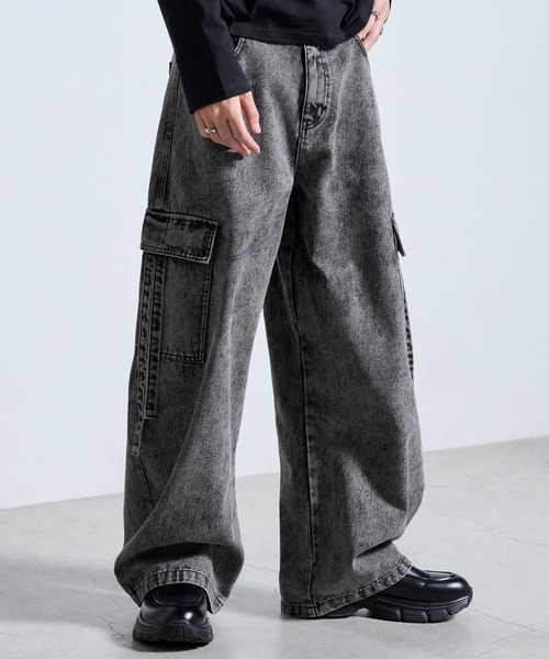 SERACE(セラス)の「【SERACE】Vintage wide curved denim cargo pants / ヴィンテージワイドカーブデニムカーゴパンツ(デニムパンツ・メンズ・ライトグレー/ブラック/インディゴブルー・M/L/S)」の16枚目の写真