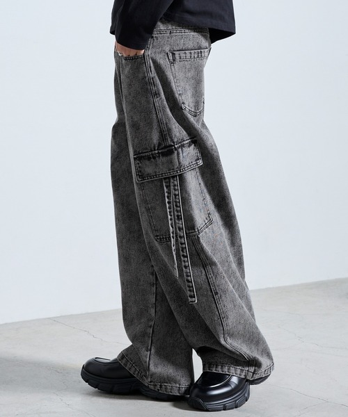 SERACE(セラス)の「【SERACE】Vintage wide curved denim cargo pants / ヴィンテージワイドカーブデニムカーゴパンツ(デニムパンツ・メンズ・ライトグレー/ブラック/インディゴブルー・M/L/S)」の17枚目の写真