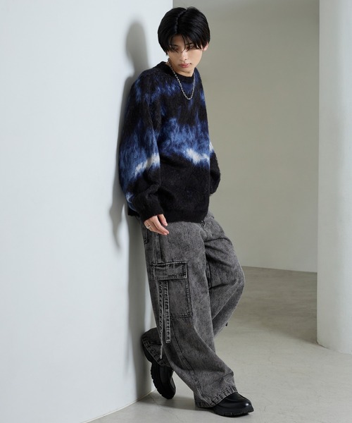 SERACE(セラス)の「【SERACE】Vintage wide curved denim cargo pants / ヴィンテージワイドカーブデニムカーゴパンツ(デニムパンツ・メンズ・ライトグレー/ブラック/インディゴブルー・M/L/S)」の19枚目の写真