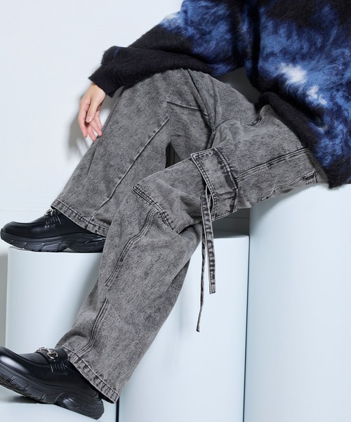 SERACE(セラス)の「【SERACE】Vintage wide curved denim cargo pants / ヴィンテージワイドカーブデニムカーゴパンツ(デニムパンツ・メンズ・ライトグレー/ブラック/インディゴブルー・M/L/S)」の22枚目の写真