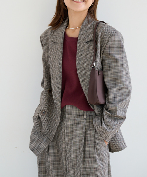 OUTDOOR PRODUCTS（アウトドアプロダクツ）の「ORDINARY CHECK DOUBLE JACKETセットアップ対応（テーラードジャケット・レディース・グレー・FREE）」の2枚目の写真