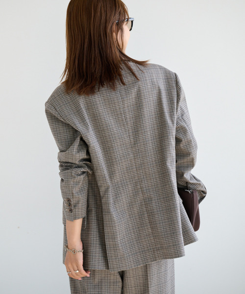 OUTDOOR PRODUCTS（アウトドアプロダクツ）の「ORDINARY CHECK DOUBLE JACKETセットアップ対応（テーラードジャケット・レディース・グレー・FREE）」の6枚目の写真