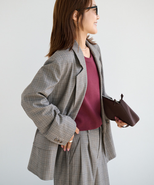 OUTDOOR PRODUCTS（アウトドアプロダクツ）の「ORDINARY CHECK DOUBLE JACKETセットアップ対応（テーラードジャケット・レディース・グレー・FREE）」の7枚目の写真