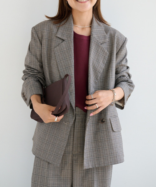 OUTDOOR PRODUCTS（アウトドアプロダクツ）の「ORDINARY CHECK DOUBLE JACKETセットアップ対応（テーラードジャケット・レディース・グレー・FREE）」の8枚目の写真