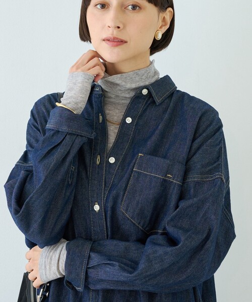 Rouge vif Anna(ルージュヴィフアンナ)の「前後2WAYウール釦テレコタートルカットソー(Tシャツ/カットソー・レディース・グレー/ホワイト/ブラック/ブラウン・フリー)」の3枚目の写真