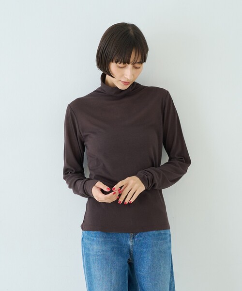 Rouge vif Anna(ルージュヴィフアンナ)の「前後2WAYウール釦テレコタートルカットソー(Tシャツ/カットソー・レディース・グレー/ホワイト/ブラック/ブラウン・フリー)」の18枚目の写真