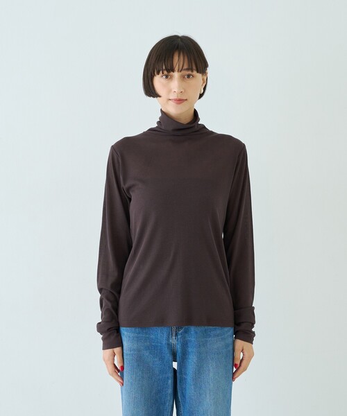 Rouge vif Anna(ルージュヴィフアンナ)の「前後2WAYウール釦テレコタートルカットソー(Tシャツ/カットソー・レディース・グレー/ホワイト/ブラック/ブラウン・フリー)」の11枚目の写真
