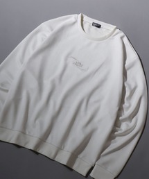 Trival & Rose Embroidery Fake Suede Sweat Shirt/トライバル フラワー ワンポイント刺繍 オーバーサイズ フェイクスウェード スウェット トレーナー レディース メンズ