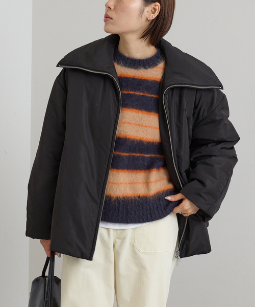 U by SPICK&SPAN（ユーバイスピックアンドスパン）の「撥水フロントジップパファージャケット（その他アウター・レディース・ベージュ/ブラック・FREE）」の6枚目の写真